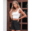 image:imageluvamia Women Linen Shorts Casual Summer Elastic High Waisted Pull On Wide Leg Drawstring Beach Vacation Shorts with PocketsBlack