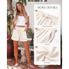 image:imageluvamia Women Linen Shorts Casual Summer Elastic High Waisted Pull On Wide Leg Drawstring Beach Vacation Shorts with PocketsCream White