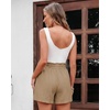 image:imageluvamia Women Linen Shorts Casual Summer Elastic High Waisted Pull On Wide Leg Drawstring Beach Vacation Shorts with PocketsKhaki