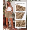 image:imageluvamia Women Linen Shorts Casual Summer Elastic High Waisted Pull On Wide Leg Drawstring Beach Vacation Shorts with PocketsKhaki