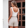 image:imageluvamia Women Linen Shorts Casual Summer Elastic High Waisted Pull On Wide Leg Drawstring Beach Vacation Shorts with PocketsNatural