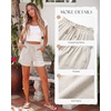 image:imageluvamia Women Linen Shorts Casual Summer Elastic High Waisted Pull On Wide Leg Drawstring Beach Vacation Shorts with PocketsNatural