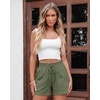 image:imageluvamia Women Linen Shorts Casual Summer Elastic High Waisted Pull On Wide Leg Drawstring Beach Vacation Shorts with PocketsOlive Green