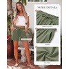 image:imageluvamia Women Linen Shorts Casual Summer Elastic High Waisted Pull On Wide Leg Drawstring Beach Vacation Shorts with PocketsOlive Green
