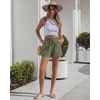 image:imageluvamia Women Linen Shorts Casual Summer Elastic High Waisted Pull On Wide Leg Drawstring Beach Vacation Shorts with PocketsOlive Green