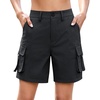 image:imageluvamia Cargo Shorts Women High Waisted Casual Elastic Waist 7 Inseam Mid Thigh Hiking Golf Shorts with Utility PocketsBlack
