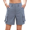 image:imageluvamia Cargo Shorts Women High Waisted Casual Elastic Waist 7 Inseam Mid Thigh Hiking Golf Shorts with Utility PocketsBlue Gray
