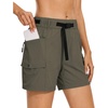 image:imageluvamia Cargo Shorts for Women Mid Thigh High Rise Lightweight Quick Dry Hiking Shorts Women Zipper Pockets with BeltArmy Green