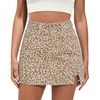 image:imageluvamia Skorts for Woman Leopard Cheetah Print Mini Skirt with Shorts High Waisted Trendy Cute Stretchy Side Slit SkortBeige Cheetah