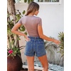 image:imageluvamia Jean Shorts for Women High Waisted Pull On Drawstring Elastic Waist Trendy Stretchy Denim Jorts Summer ShortsWategos Blue