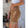 image:imageluvamia Jean Shorts for Women High Waisted Trendy Mid Thigh Long Cuffed Hem Stretchy Denim Shorts Casual Summer JortsGolden Brown