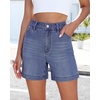 image:imageluvamia Jean Shorts for Women High Waisted Trendy Stretchy Denim Shorts 5 Inch Inseam Summer Casual Jorts with PocketsBay Blue