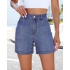 image:imageluvamia Jean Shorts for Women High Waisted Trendy Stretchy Denim Shorts 5 Inch Inseam Summer Casual Jorts with PocketsBay Blue