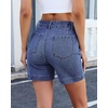 image:imageluvamia Jean Shorts for Women High Waisted Trendy Stretchy Denim Shorts 5 Inch Inseam Summer Casual Jorts with PocketsVintage Blue