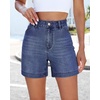 image:imageluvamia Jean Shorts for Women High Waisted Trendy Stretchy Denim Shorts 5 Inch Inseam Summer Casual Jorts with PocketsVintage Blue