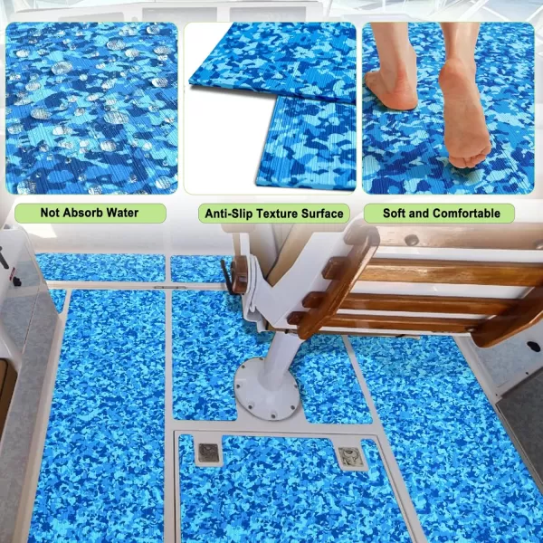 imageBoat Flooring EVA Foam Boat Decking Sheet Self Adhesive Marine Flooring Brushed Camo Marine Carpet for Boats Yacht Kayak Decking Cushioning Cooler Seating Helm Pad Swimming RV Golf Cart Non Slip PadCamo Ocean