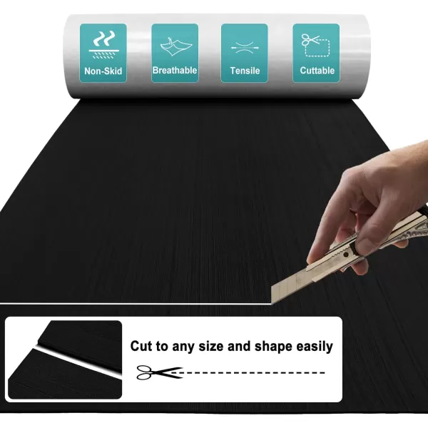 imageBoat Flooring EVA Foam Boat Decking Sheet Self Adhesive Marine Flooring Brushed Camo Marine Carpet for Boats Yacht Kayak Decking Cushioning Cooler Seating Helm Pad Swimming RV Golf Cart Non Slip PadDblack