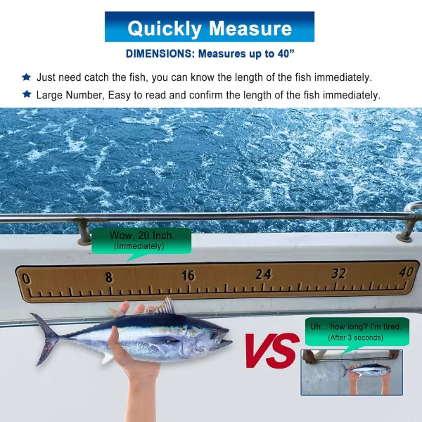 imageFish Ruler for Kayak Boat 40quot EVA Foam Marine Foam Fish Ruler with Adhesive Backing Durable Fishing Measurement Tool  Light BrownADark Grey