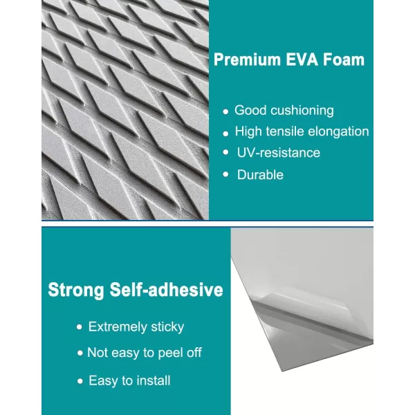 imageHjdeck Boat Flooring EVA Foam Boat Decking Marine Carpet NonSlip Decking Sheet SelfAdhesive Marine Flooring for Fishing Boat Kayak Yacht RV Swimming Pool Golf Cart 945quotx236quot161quot118quotMlight Grey