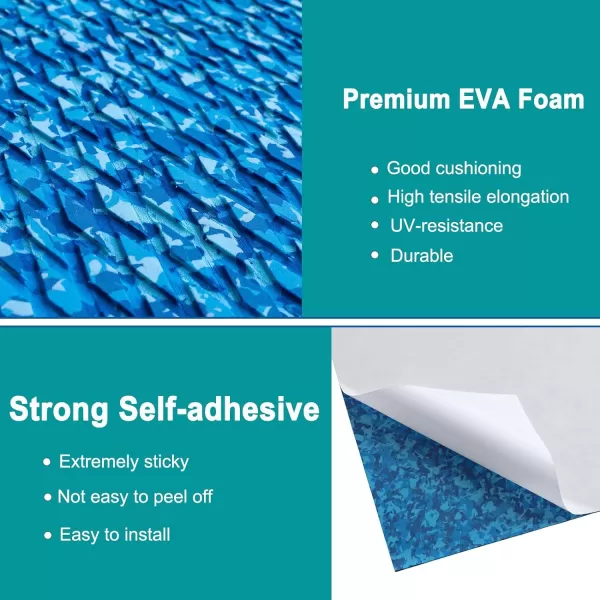 imageHjdeck Boat Flooring EVA Foam Boat Decking Marine Carpet NonSlip Decking Sheet SelfAdhesive Marine Flooring for Fishing Boat Kayak Yacht RV Swimming Pool Golf Cart 945quotx236quot161quot118quotCamo Ocean