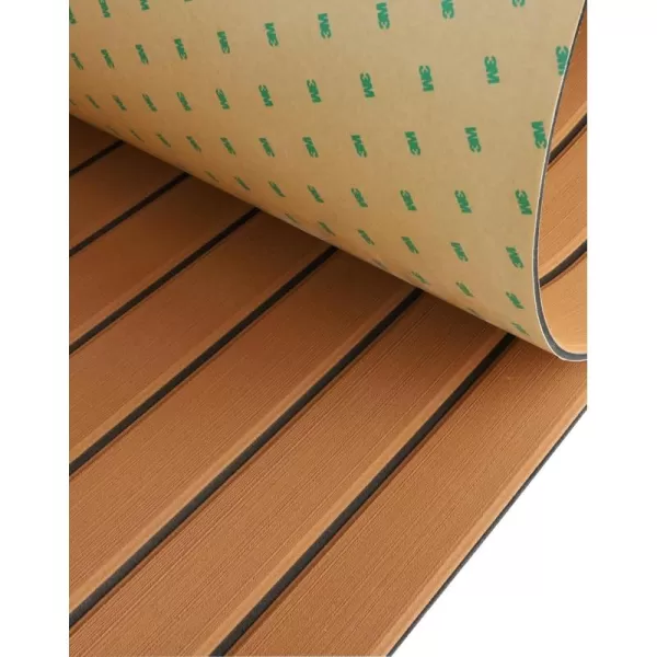 imageHjdeck Boat Flooring EVA Foam Boat Decking with 3M SelfAdhesive Backing Boat Foam Flooring Marine Carpet Faux Teak Sheet for Yacht Fishing Boat Kayak Motorboat RV Floor Helm PadBrown with Black Seam