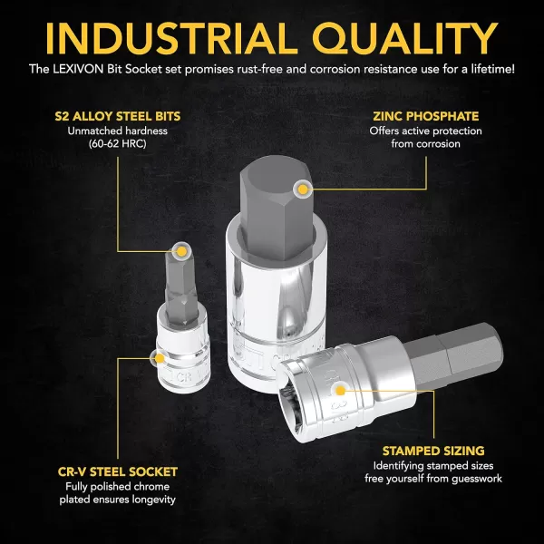 imageLEXIVON Impact Socket Set 6 Total Lug Nut Size  Innovative Flip Socket Design Cover Most Commonly Inch ampamp Metric Used Sizes  CrMo Steel  Fully Impact Grade LX111HEX 32pc