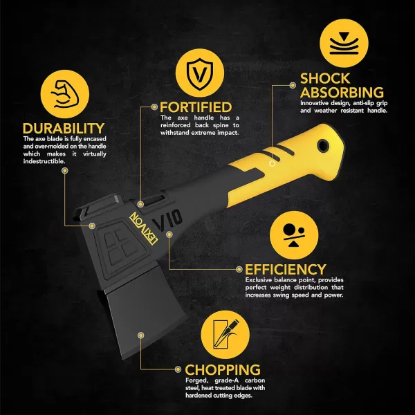 imageLEXIVON V14 Camping Hatchet 14Inch Axe  Ergonomic TPR Grip Lightweight FiberGlass Composite Handle  Protective Carrying Sheath Included LXV14V10Camping Hatchet