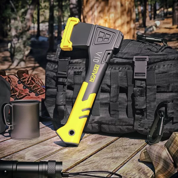 imageLEXIVON V14 Camping Hatchet 14Inch Axe  Ergonomic TPR Grip Lightweight FiberGlass Composite Handle  Protective Carrying Sheath Included LXV14V10Camping Hatchet