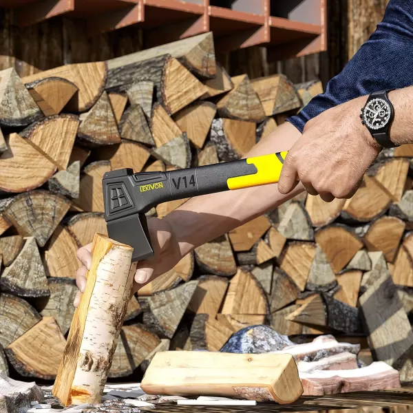 imageLEXIVON V14 Camping Hatchet 14Inch Axe  Ergonomic TPR Grip Lightweight FiberGlass Composite Handle  Protective Carrying Sheath Included LXV14V14Camping Hatchet