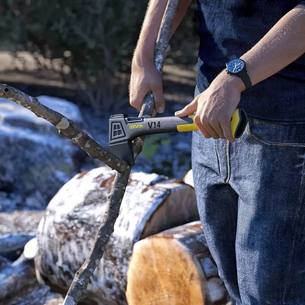 imageLEXIVON V14 Camping Hatchet 14Inch Axe  Ergonomic TPR Grip Lightweight FiberGlass Composite Handle  Protective Carrying Sheath Included LXV14V14Camping Hatchet