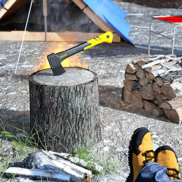 imageLEXIVON V14 Camping Hatchet 14Inch Axe  Ergonomic TPR Grip Lightweight FiberGlass Composite Handle  Protective Carrying Sheath Included LXV14V14Camping Hatchet