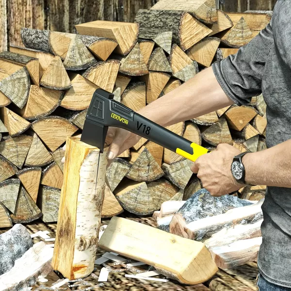 imageLEXIVON V14 Camping Hatchet 14Inch Axe  Ergonomic TPR Grip Lightweight FiberGlass Composite Handle  Protective Carrying Sheath Included LXV14V18Chopping Axe