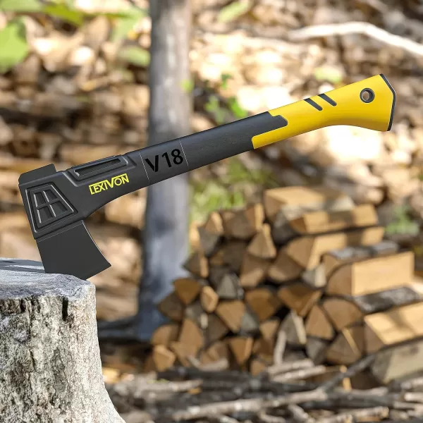 imageLEXIVON V14 Camping Hatchet 14Inch Axe  Ergonomic TPR Grip Lightweight FiberGlass Composite Handle  Protective Carrying Sheath Included LXV14V18Chopping Axe