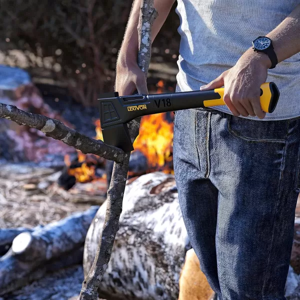 imageLEXIVON V14 Camping Hatchet 14Inch Axe  Ergonomic TPR Grip Lightweight FiberGlass Composite Handle  Protective Carrying Sheath Included LXV14V18Chopping Axe
