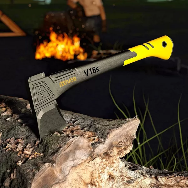imageLEXIVON V14 Camping Hatchet 14Inch Axe  Ergonomic TPR Grip Lightweight FiberGlass Composite Handle  Protective Carrying Sheath Included LXV14V18sSplitting Axe