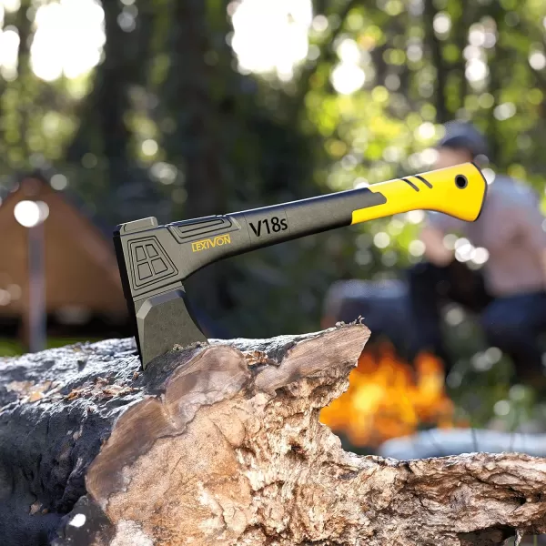 imageLEXIVON V14 Camping Hatchet 14Inch Axe  Ergonomic TPR Grip Lightweight FiberGlass Composite Handle  Protective Carrying Sheath Included LXV14V18sSplitting Axe