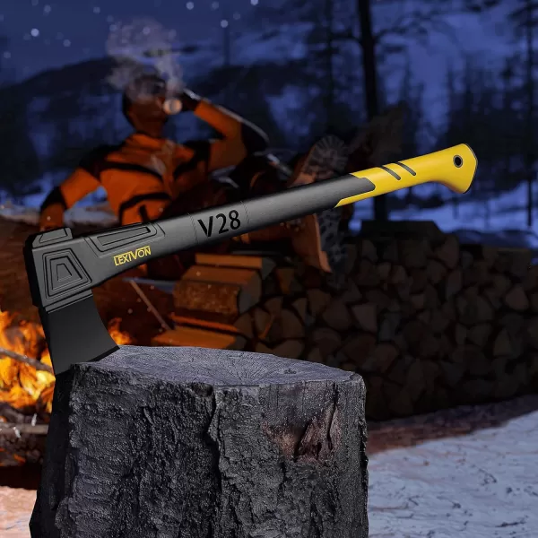 imageLEXIVON V14 Camping Hatchet 14Inch Axe  Ergonomic TPR Grip Lightweight FiberGlass Composite Handle  Protective Carrying Sheath Included LXV14V28Chopping Axe