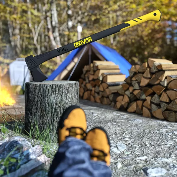 imageLEXIVON V14 Camping Hatchet 14Inch Axe  Ergonomic TPR Grip Lightweight FiberGlass Composite Handle  Protective Carrying Sheath Included LXV14V36sSplitting Axe