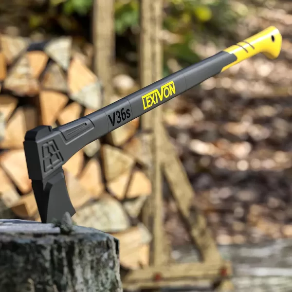 imageLEXIVON V14 Camping Hatchet 14Inch Axe  Ergonomic TPR Grip Lightweight FiberGlass Composite Handle  Protective Carrying Sheath Included LXV14V36sSplitting Axe