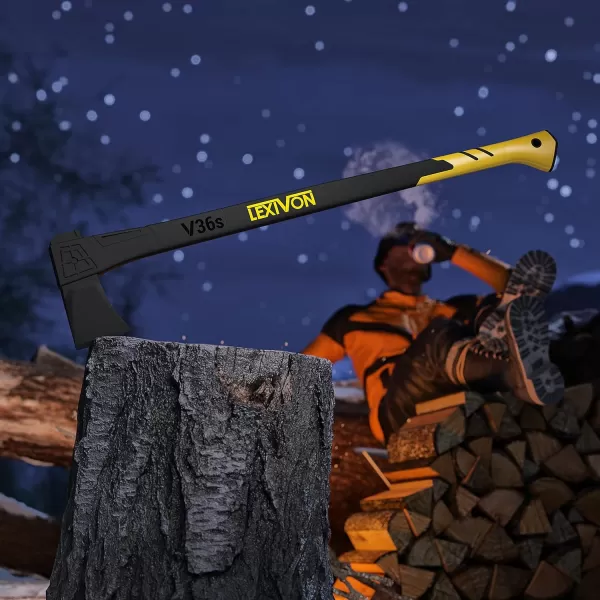 imageLEXIVON V14 Camping Hatchet 14Inch Axe  Ergonomic TPR Grip Lightweight FiberGlass Composite Handle  Protective Carrying Sheath Included LXV14V36sSplitting Axe