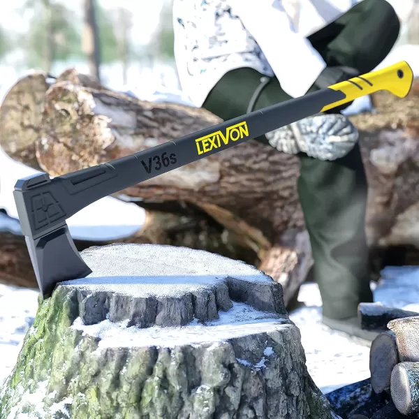 imageLEXIVON V14 Camping Hatchet 14Inch Axe  Ergonomic TPR Grip Lightweight FiberGlass Composite Handle  Protective Carrying Sheath Included LXV14V36sSplitting Axe