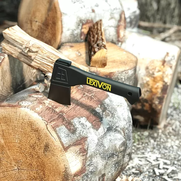 imageLEXIVON V14 Camping Hatchet 14Inch Axe  Ergonomic TPR Grip Lightweight FiberGlass Composite Handle  Protective Carrying Sheath Included LXV14V9 Camping Hatchet