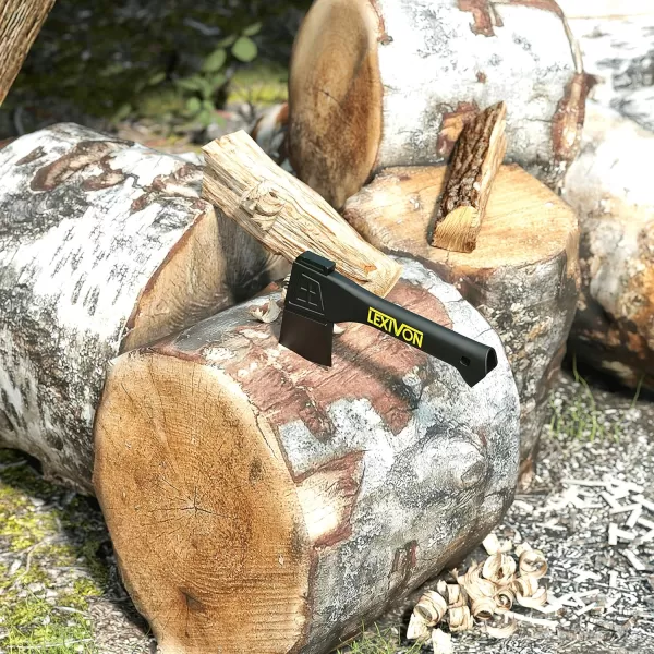 imageLEXIVON V14 Camping Hatchet 14Inch Axe  Ergonomic TPR Grip Lightweight FiberGlass Composite Handle  Protective Carrying Sheath Included LXV14V9 Camping Hatchet