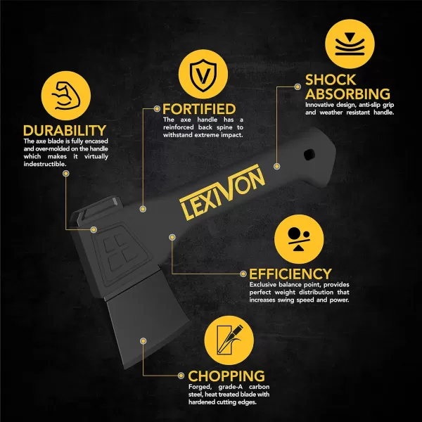 imageLEXIVON V14 Camping Hatchet 14Inch Axe  Ergonomic TPR Grip Lightweight FiberGlass Composite Handle  Protective Carrying Sheath Included LXV14V9 Camping Hatchet