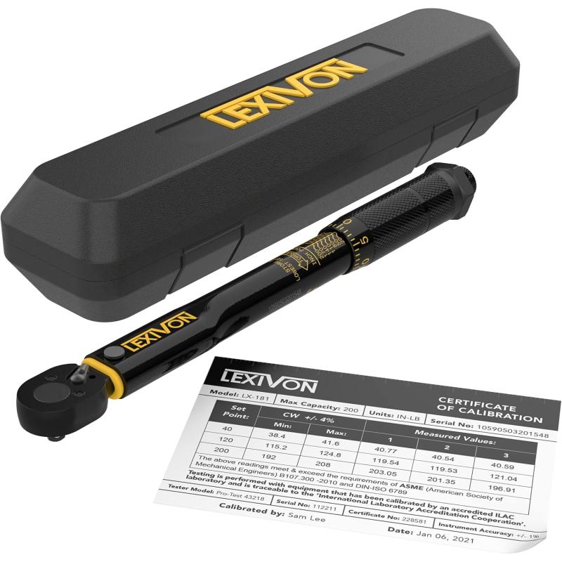imageLEXIVON Torque Wrench 12Inch Drive Click 10150 FtLb1362035 Nm LX18314DR 20200 INLB