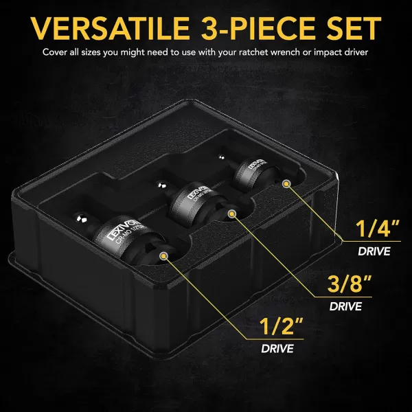 imageLEXIVON 12Inch Drive Click Torque Wrench 10150 FtLb1362035 Nm  Universal Joint Socket Swivel Set  3Piece Ball Spring Design 12quot 38quot and 14quot UJoint Drive
