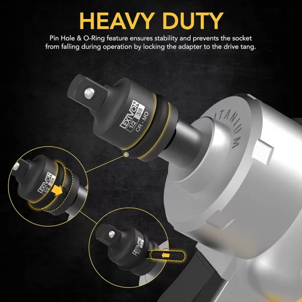 imageLEXIVON 2Pack Impact Grade Socket Adapter Set 3quot Extension Bit With Holder  3Piece 14quot 38quot and 12quot Drive Adapt Your Power Drill To High Torque Impact Wrench LX101X27Piece Impact Adapter  Reducer Combo Set