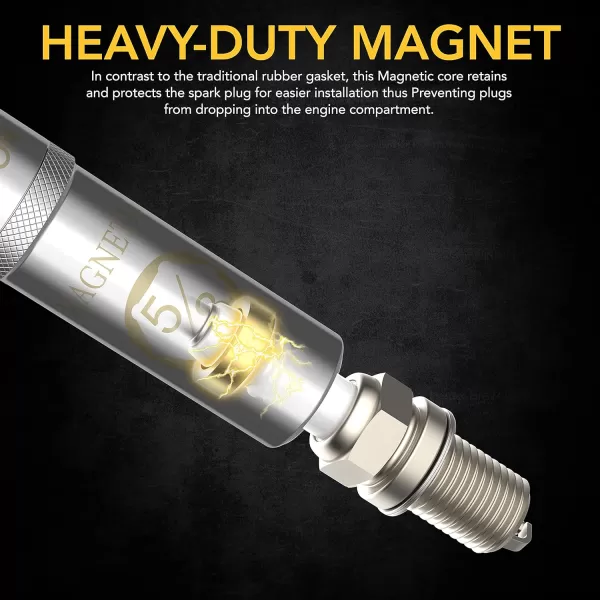 imageLEXIVON 58quot Swivel Magnetic Spark Plug Socket 38quot Drive x 10quot Total Length  Enhanced Magnetic Design with Thin Wall Socket Crv Steel LX12258Inch x 6Inch