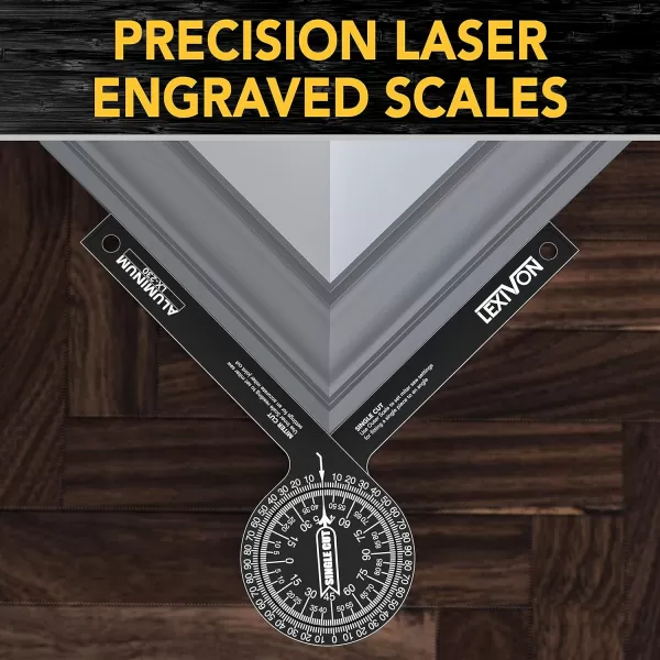 imageLEXIVON Aluminum Miter Saw Protractor  7Inch Rust Proof Angle Finder Featuring Precision Laser Engraved Scales LX230