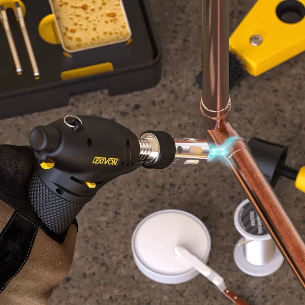 imageLEXIVON Butane Soldering Iron and Torch MultiPurpose Kit  Cordless SelfIgniting Adjustable Flame 7Tip Set  Pro Grade 125Watt Equivalent